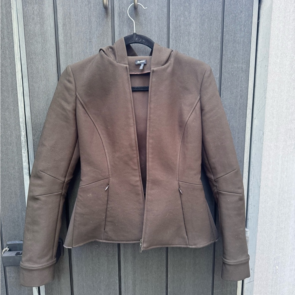 Jil Sander Brown Blazer Tailored Suede-Like Jacket